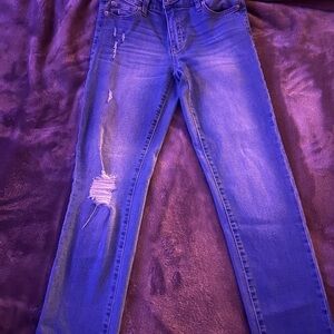Celebrity Pink Blue Distressed Straight Leg Jeans .They are stretch jeans .